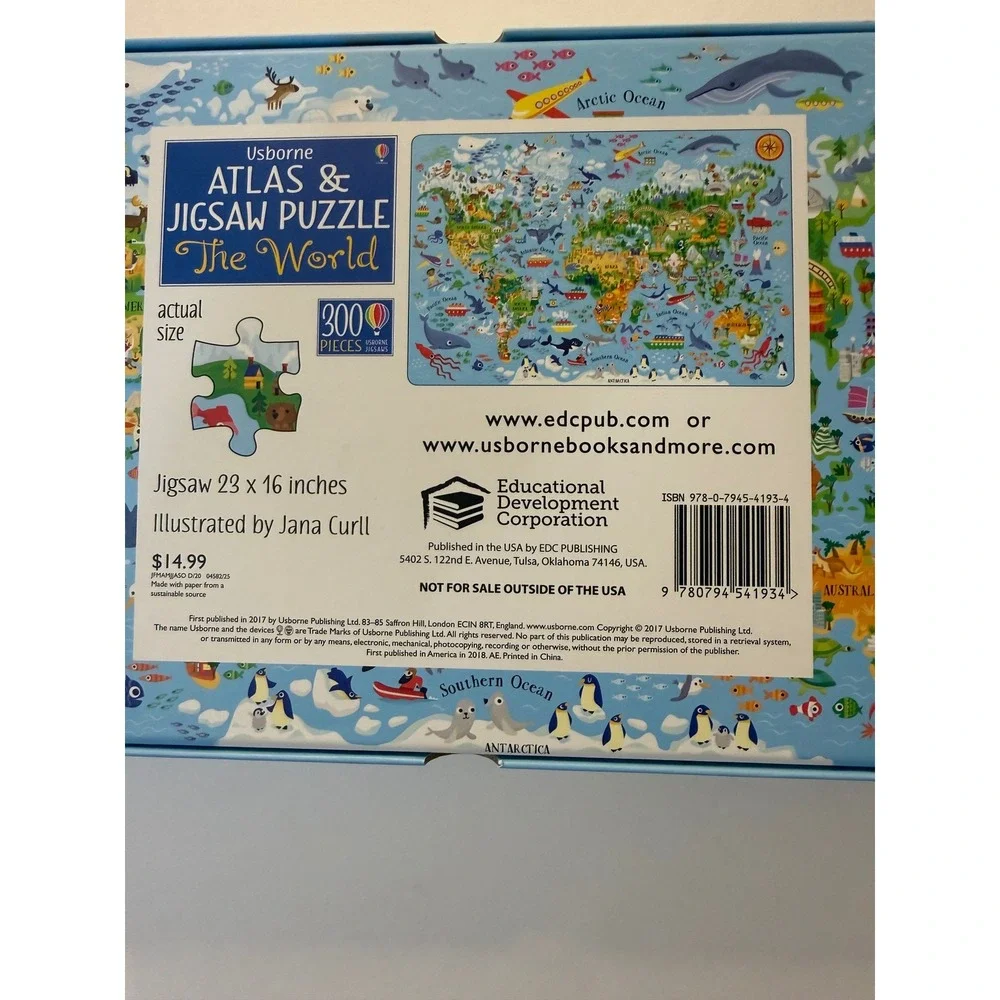 NEW Usborne Jigsaw Puzzle The World 300 Pieces Educational Map geography
